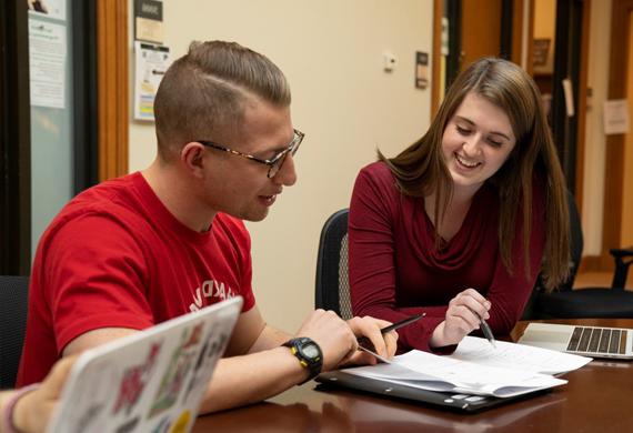 An image of students working together in the mathematics lab.